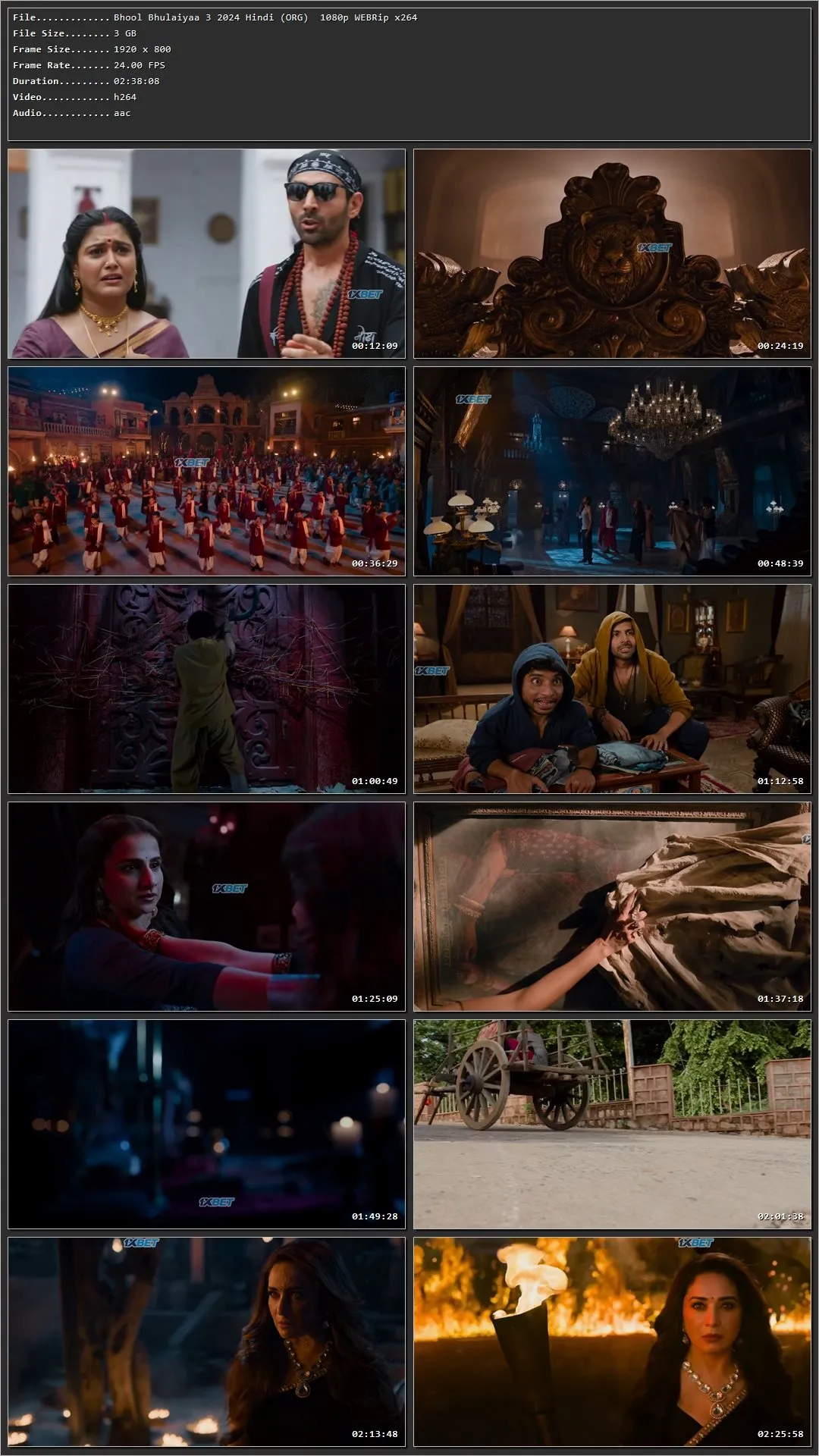 Bhool Bhulaiyaa 3 2024 Hindi (Org) HDRip 720p – 480p – 1080p Screenshot