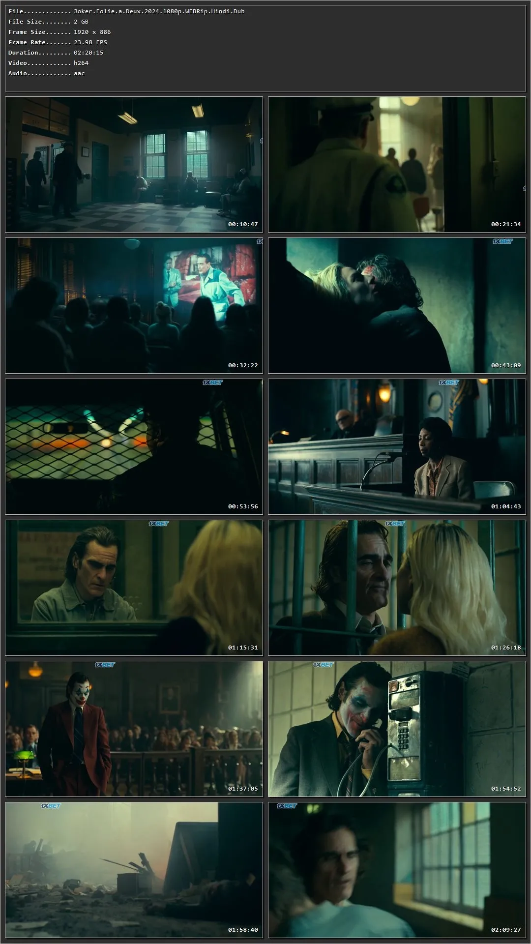 Joker: Folie à Deux (2024) Hindi (HQ Dubbed) HDRip 720p – 480p – 1080p Screenshot