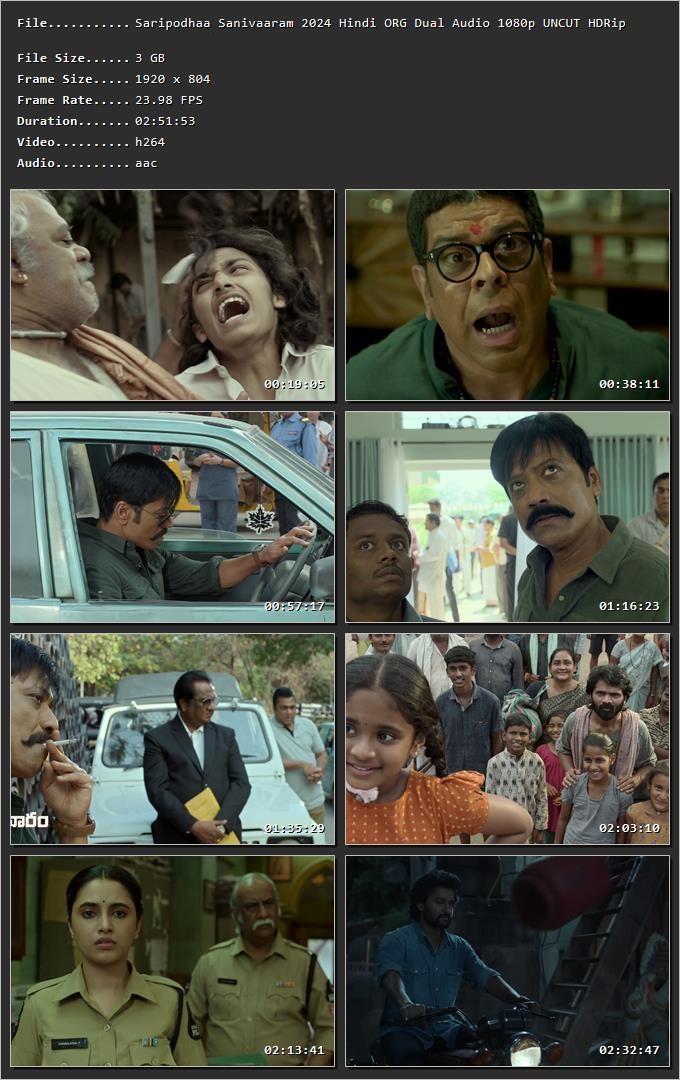 Saripodhaa Sanivaaram (2024) (Hindi – Telugu) HDRip 720p – 480p – 1080p Screenshot