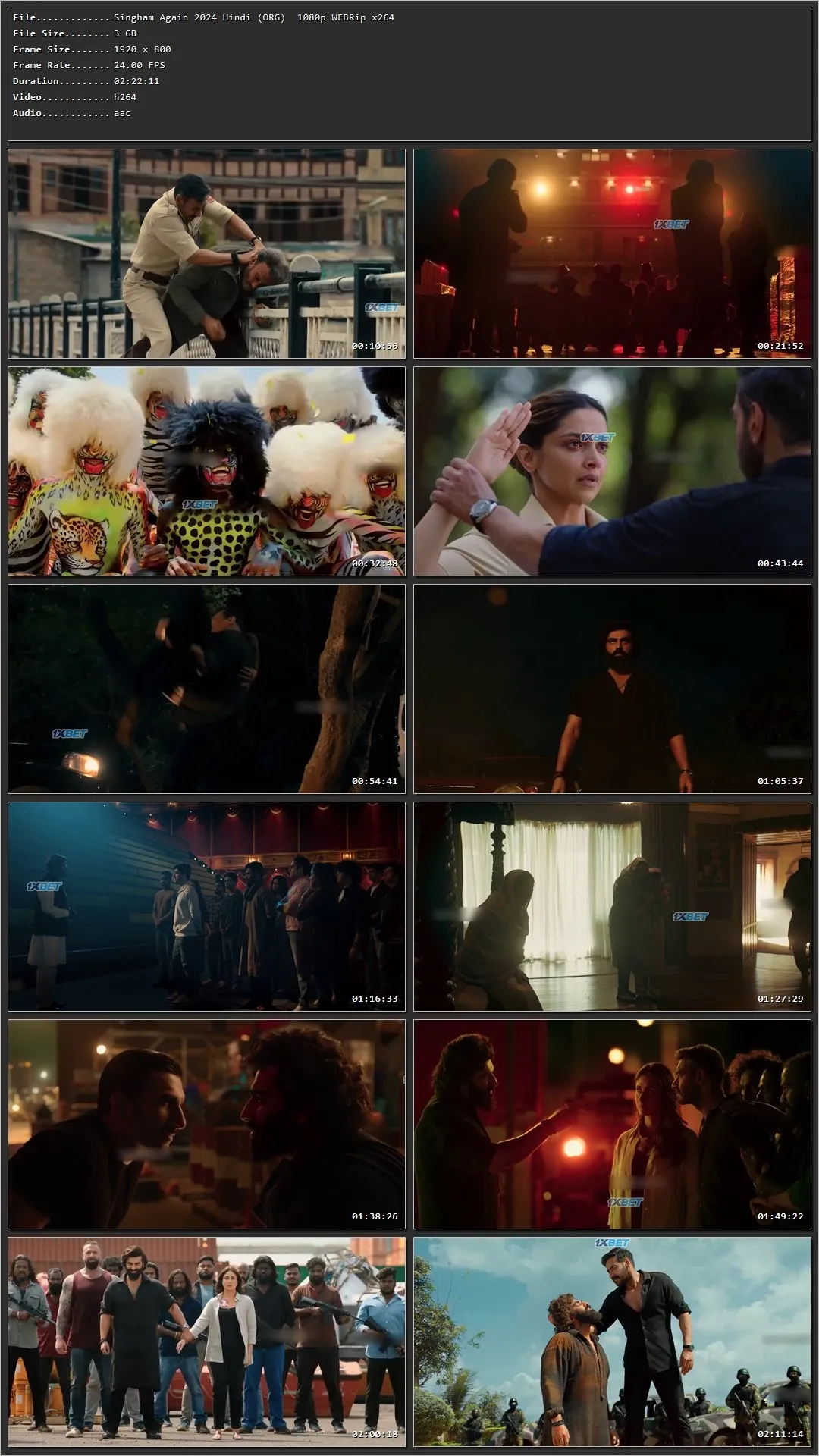Singham Again 2024 Hindi HDRip 720p – 480p – 1080p Screenshot